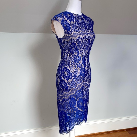 Lily Whyt Blue Lace Midi Dress - Picture 4 of 10
